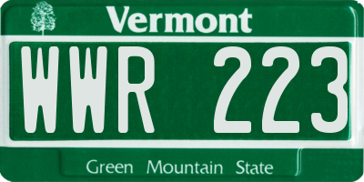 VT license plate WWR223