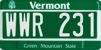 VT license plate WWR231