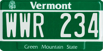VT license plate WWR234