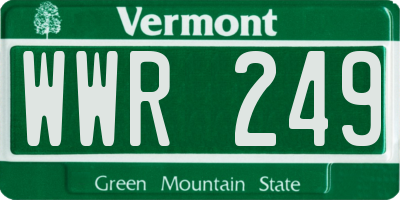 VT license plate WWR249