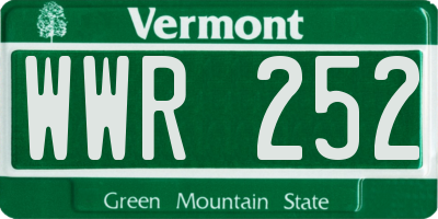 VT license plate WWR252
