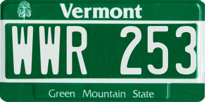 VT license plate WWR253