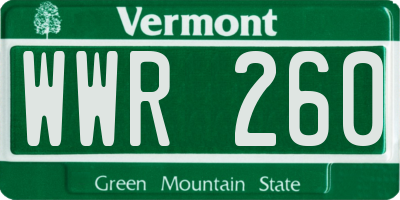 VT license plate WWR260