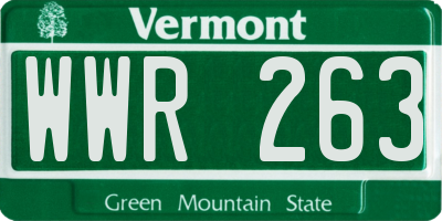 VT license plate WWR263
