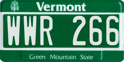 VT license plate WWR266