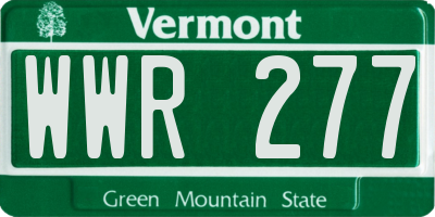 VT license plate WWR277