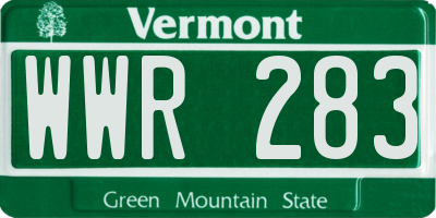 VT license plate WWR283