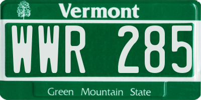 VT license plate WWR285