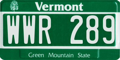 VT license plate WWR289
