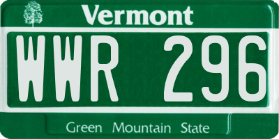 VT license plate WWR296