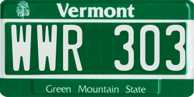 VT license plate WWR303