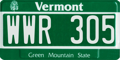 VT license plate WWR305