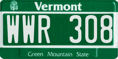 VT license plate WWR308