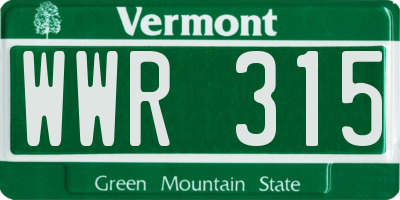 VT license plate WWR315