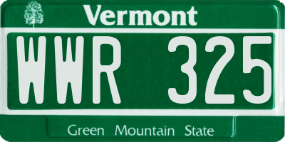 VT license plate WWR325