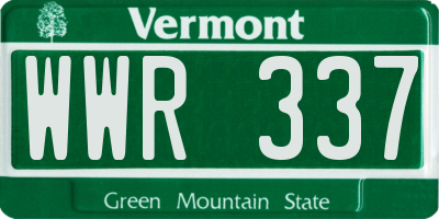 VT license plate WWR337