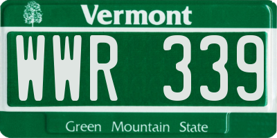 VT license plate WWR339