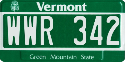 VT license plate WWR342