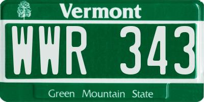 VT license plate WWR343