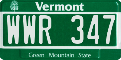 VT license plate WWR347