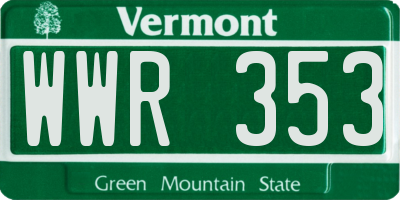 VT license plate WWR353