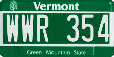 VT license plate WWR354