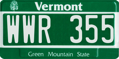 VT license plate WWR355