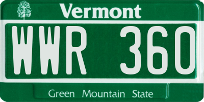 VT license plate WWR360