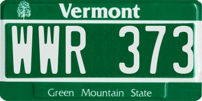 VT license plate WWR373
