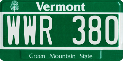VT license plate WWR380