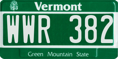 VT license plate WWR382