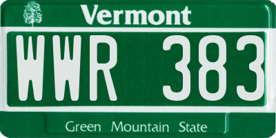 VT license plate WWR383