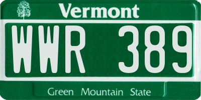 VT license plate WWR389