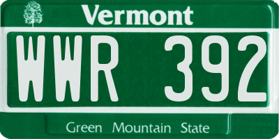VT license plate WWR392