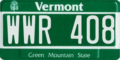 VT license plate WWR408
