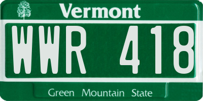 VT license plate WWR418