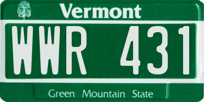 VT license plate WWR431