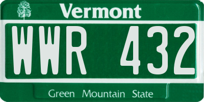 VT license plate WWR432