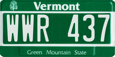 VT license plate WWR437