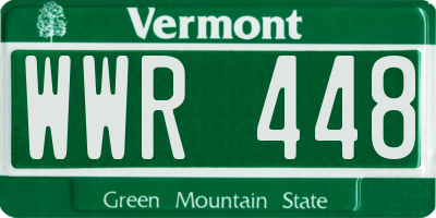 VT license plate WWR448