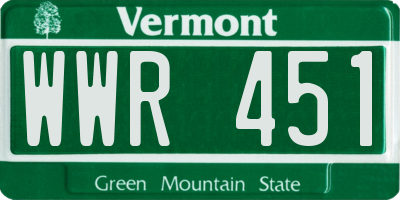 VT license plate WWR451