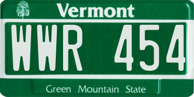 VT license plate WWR454