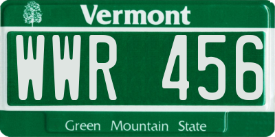 VT license plate WWR456