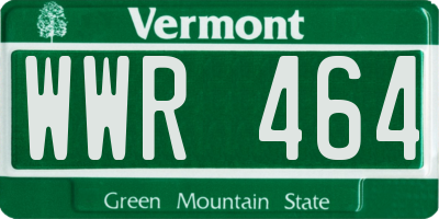 VT license plate WWR464