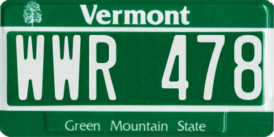 VT license plate WWR478