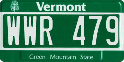 VT license plate WWR479