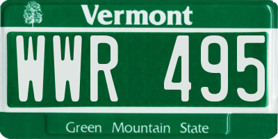 VT license plate WWR495
