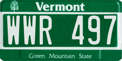VT license plate WWR497