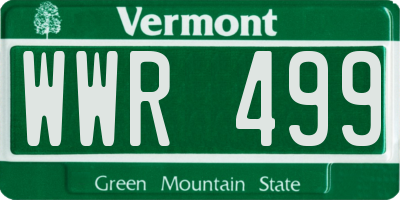 VT license plate WWR499