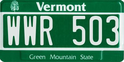 VT license plate WWR503
